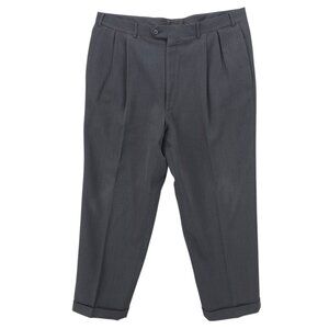 CORNELIANI Dress Pants 100% Extrafine Wool Charcoal Black Pleated Cuffed 38x29